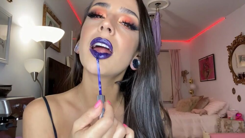 Misswhip in Mouth Fetish in Purple Lipgloss Humiliation