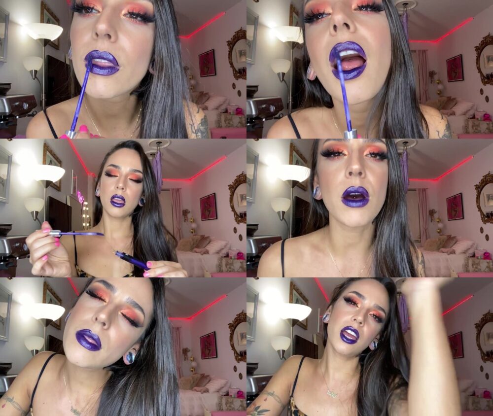 Misswhip in Mouth Fetish in Purple Lipgloss Humiliation