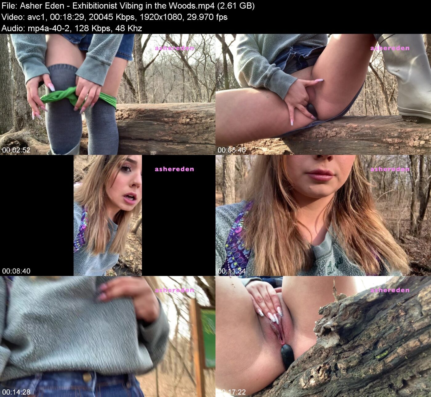 Actress: Asher Eden. Title and Studio: Exhibitionist Vibing in the Woods