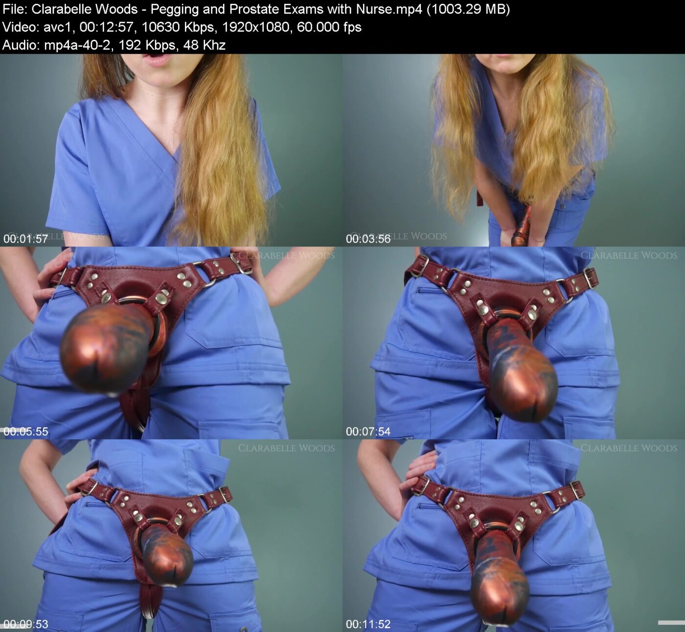Actress: Clarabelle Woods. Title and Studio: Pegging and Prostate Exams with Nurse