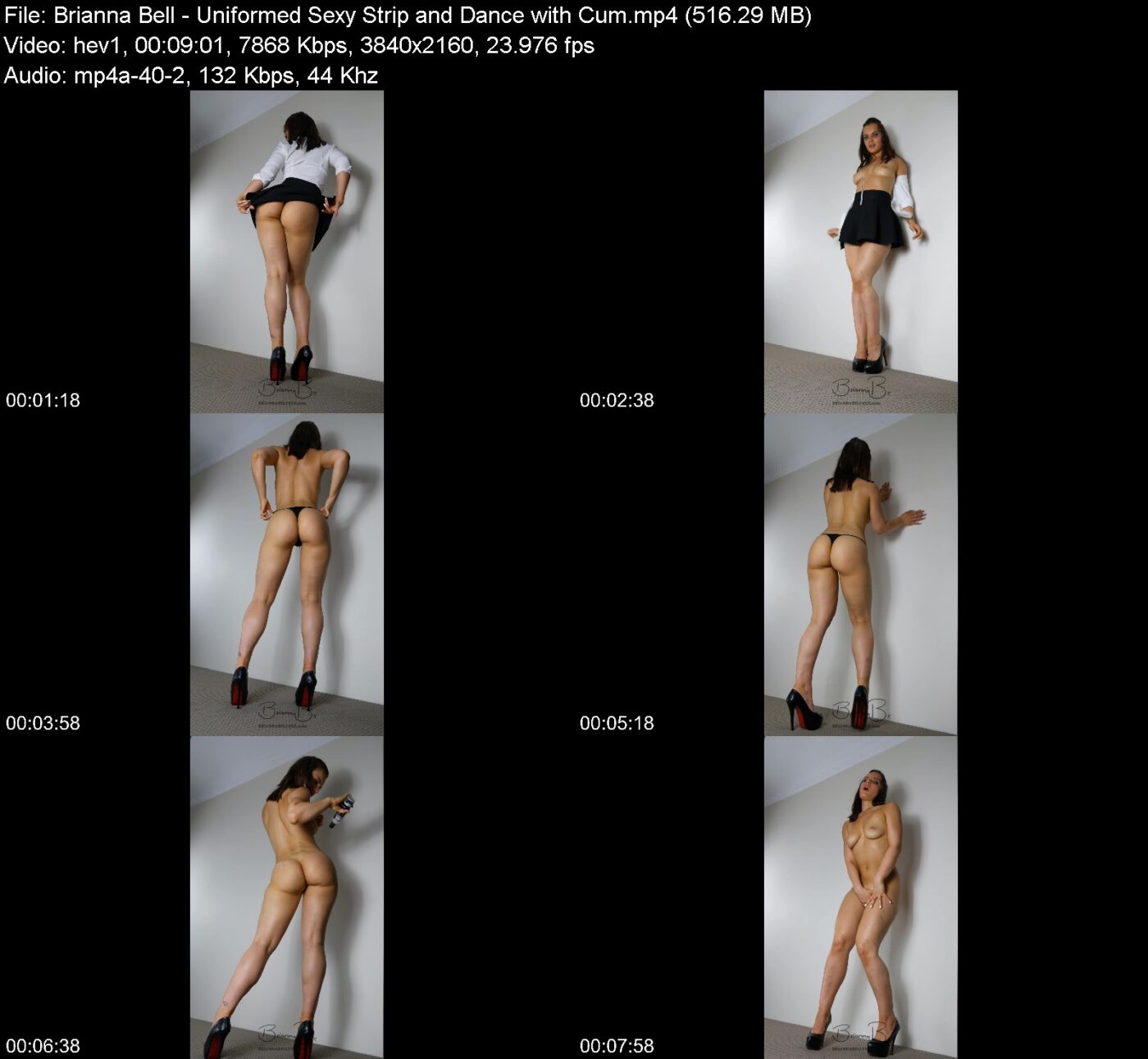 Brianna Bell in Uniformed Sexy Strip & Dance with Cum