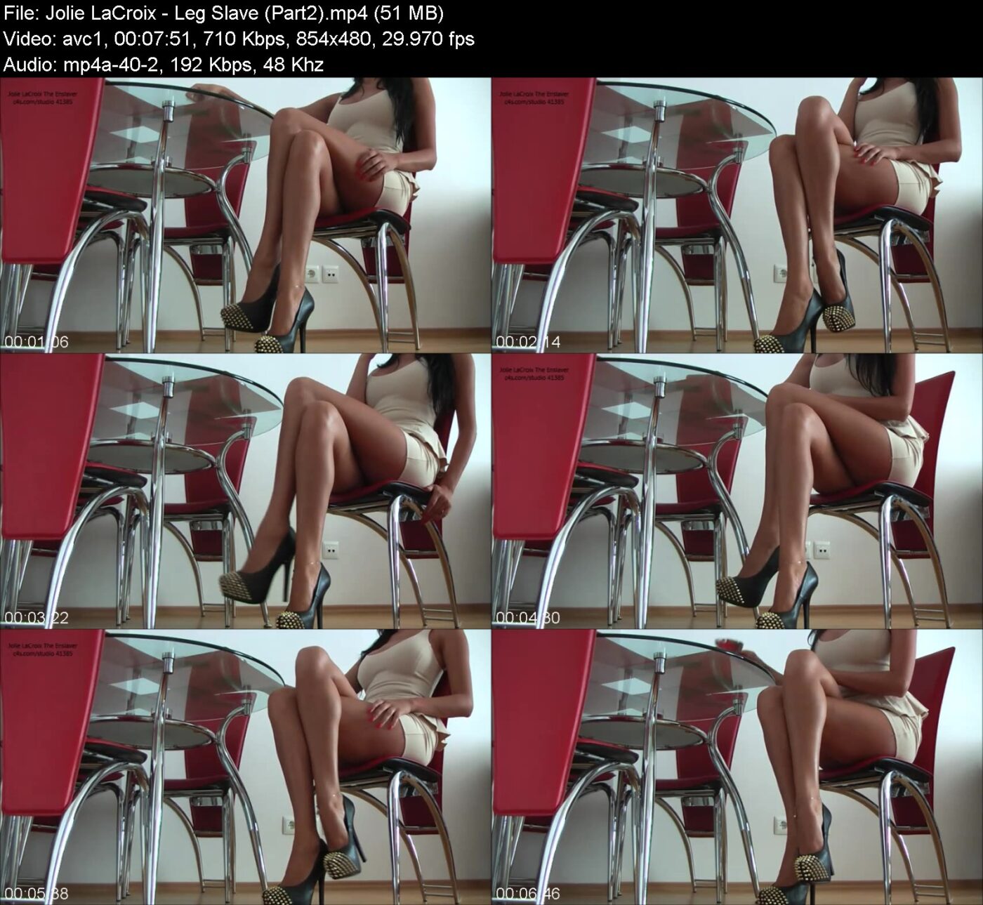 Actress: Jolie LaCroix. Title and Studio: Leg Slave (Part2)