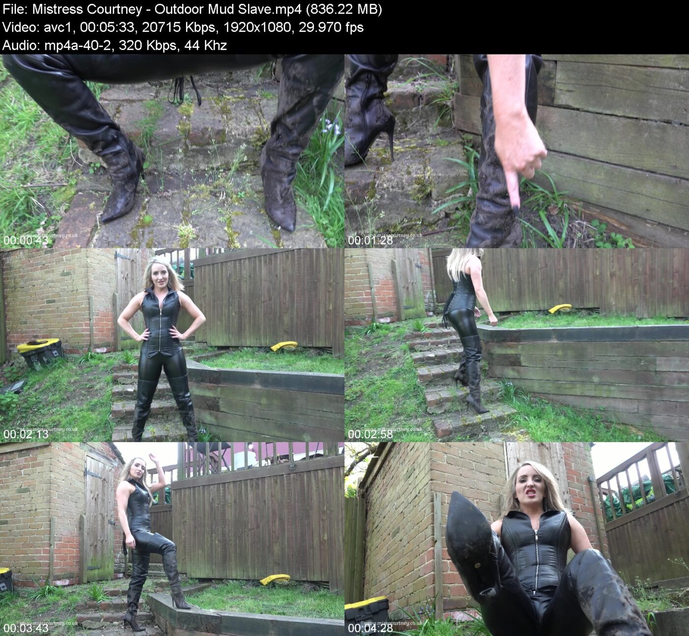 Actress: Mistress Courtney. Title and Studio: Outdoor Mud Slave