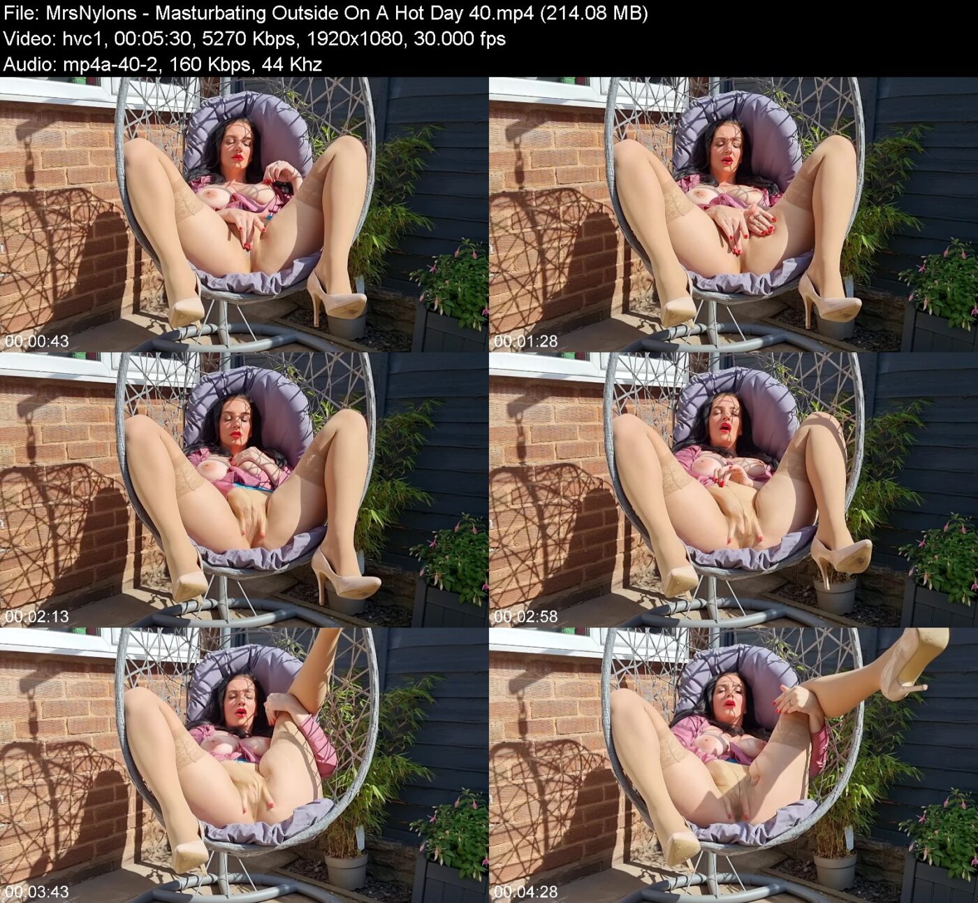 Actress: MrsNylons. Title and Studio: Masturbating Outside On A Hot Day 40