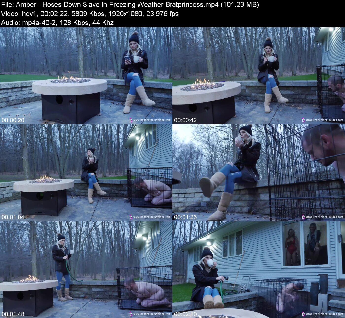 Actress: Amber. Title and Studio: Hoses Down Slave In Freezing Weather Bratprincess
