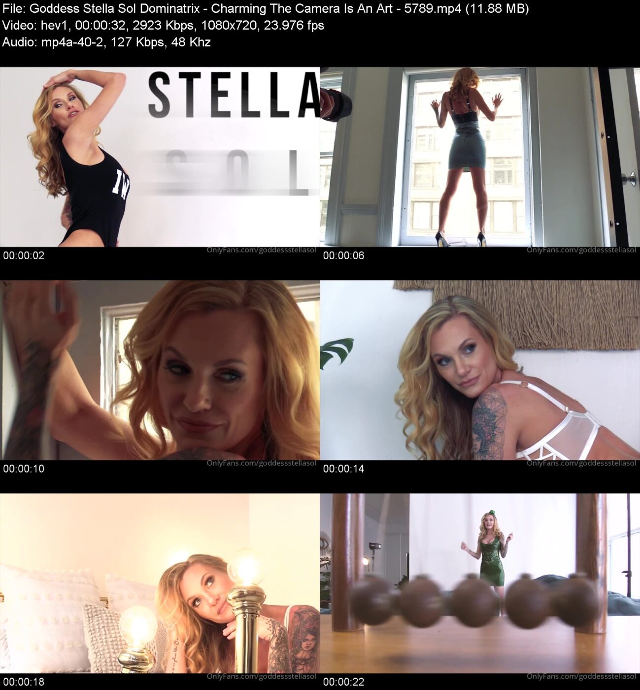 Actress: Goddess Stella Sol Dominatrix. Title and Studio: Charming The Camera Is An Art – 5789
