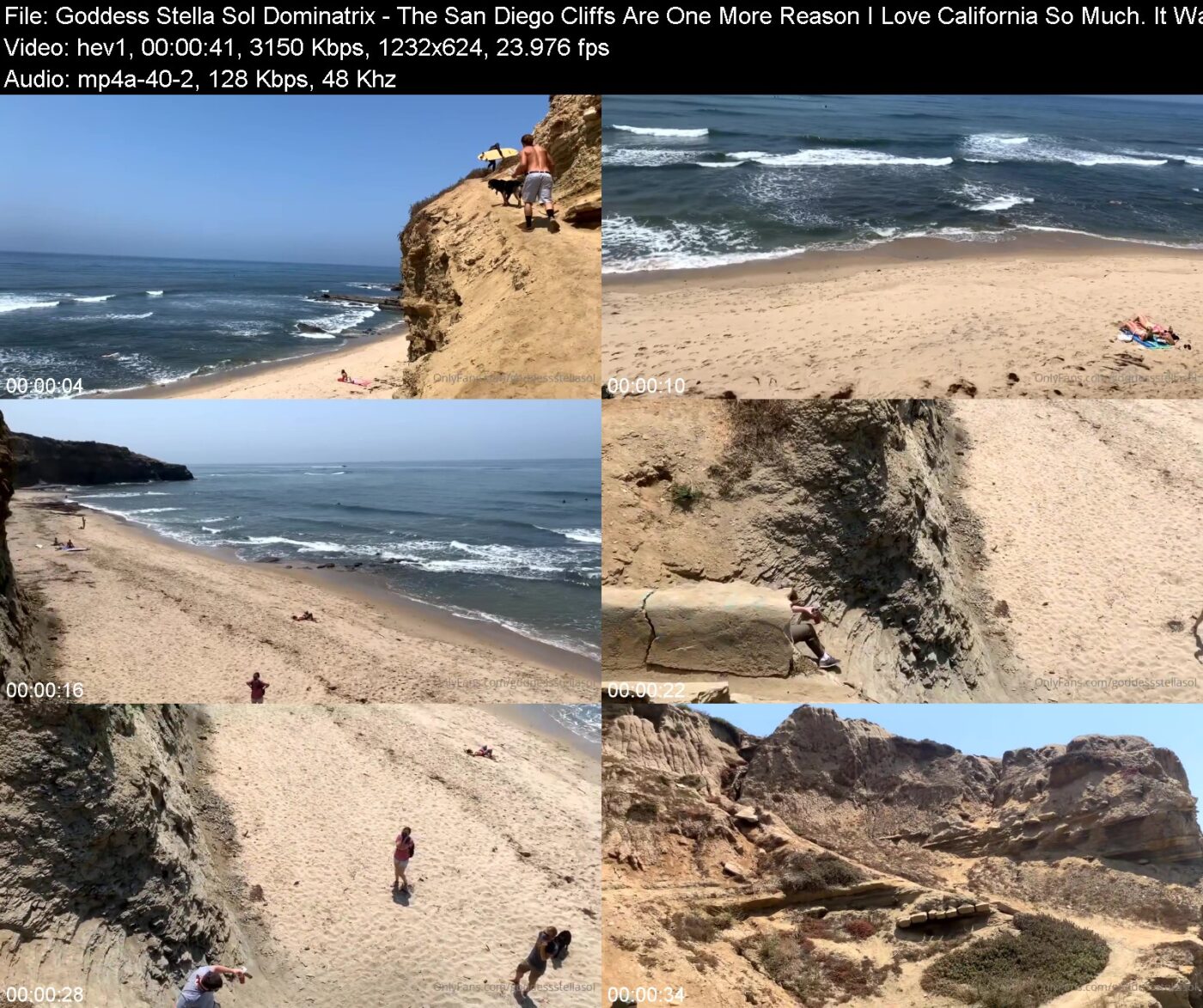 Actress: Goddess Stella Sol Dominatrix. Title and Studio: The San Diego Cliffs Are One More Reason I Love California So Much. It Was A Mostly Perfect Day – 5724