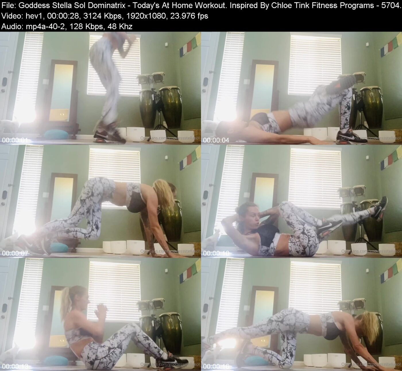 Actress: Goddess Stella Sol Dominatrix. Title and Studio: Today’s At Home Workout. Inspired By Chloe Tink Fitness Programs – 5704