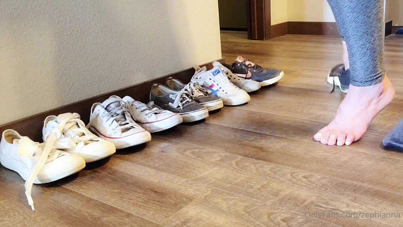 Goddess Zephy in Good Sneaker Slave  All Lined Up, The Way I Like Them. But Which Pair Will Be On My Cute, Sexy, Sweaty, Little Goddess Feet A in 742