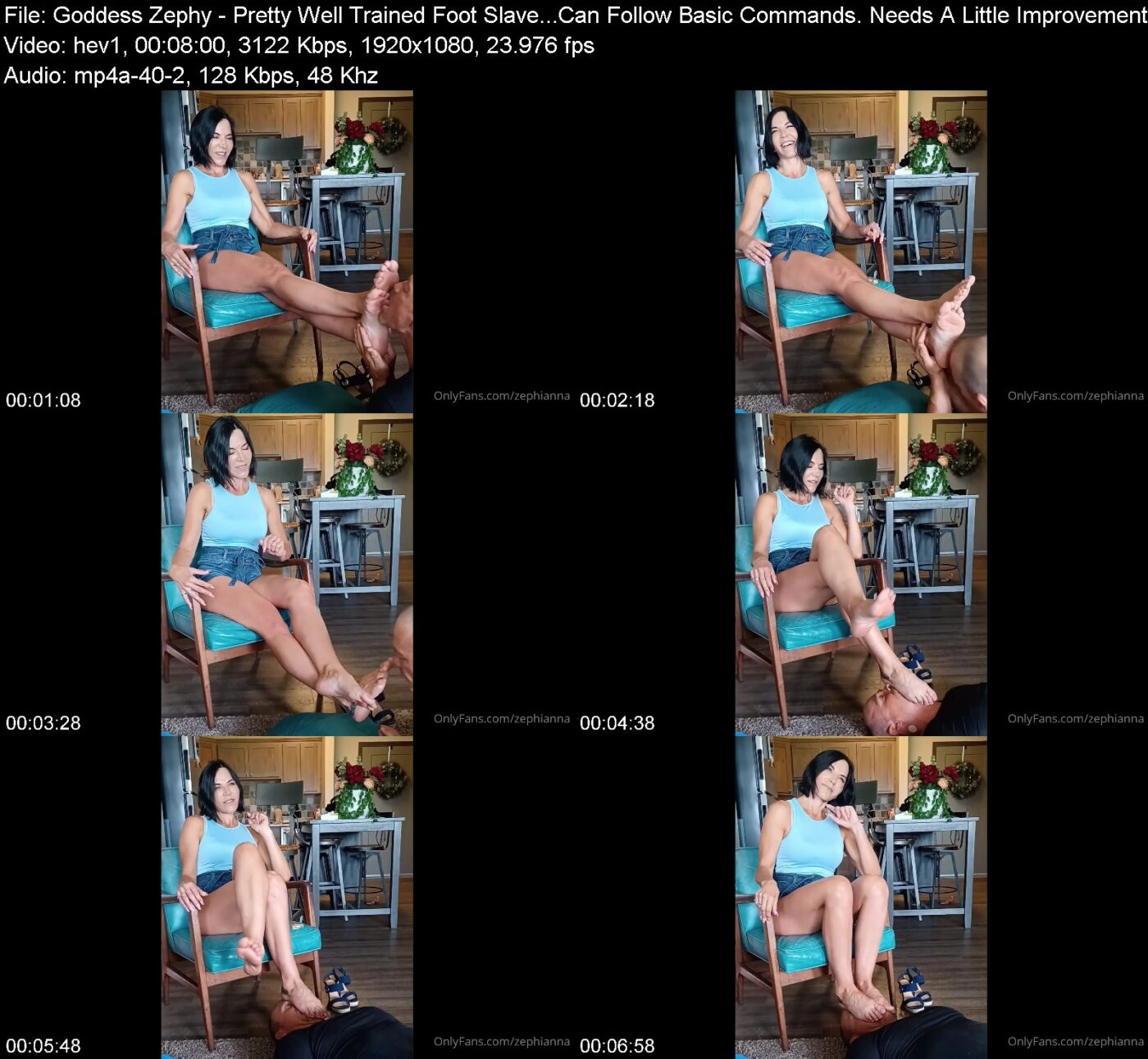 Actress: Goddess Zephy. Title and Studio: Pretty Well Trained Foot Slave…Can Follow Basic Commands. Needs A Little Improvement, But Don’t You All – 723
