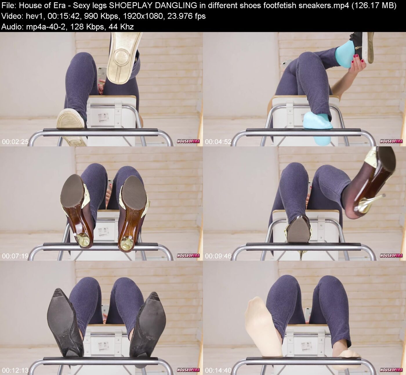 Actress: House of Era. Title and Studio: Sexy legs SHOEPLAY DANGLING in different shoes footfetish sneakers