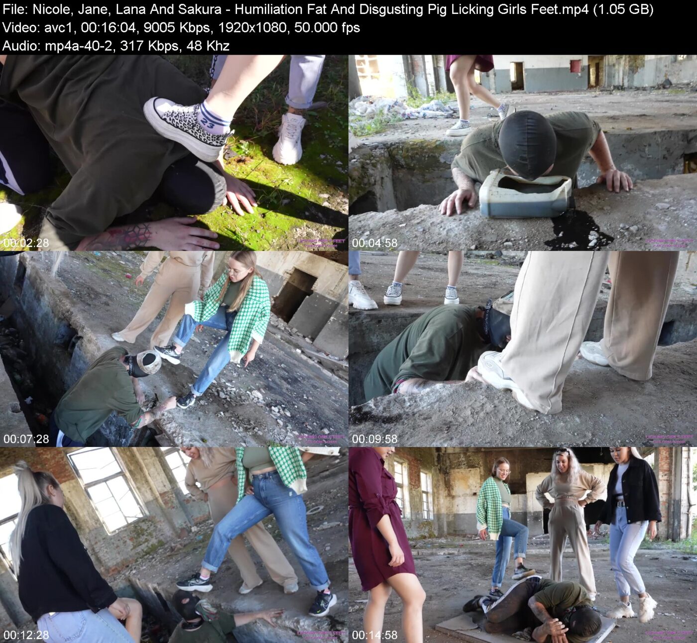 Actress: Nicole, Jane, Lana And Sakura. Title and Studio: Humiliation Fat And Disgusting Pig Licking Girls Feet