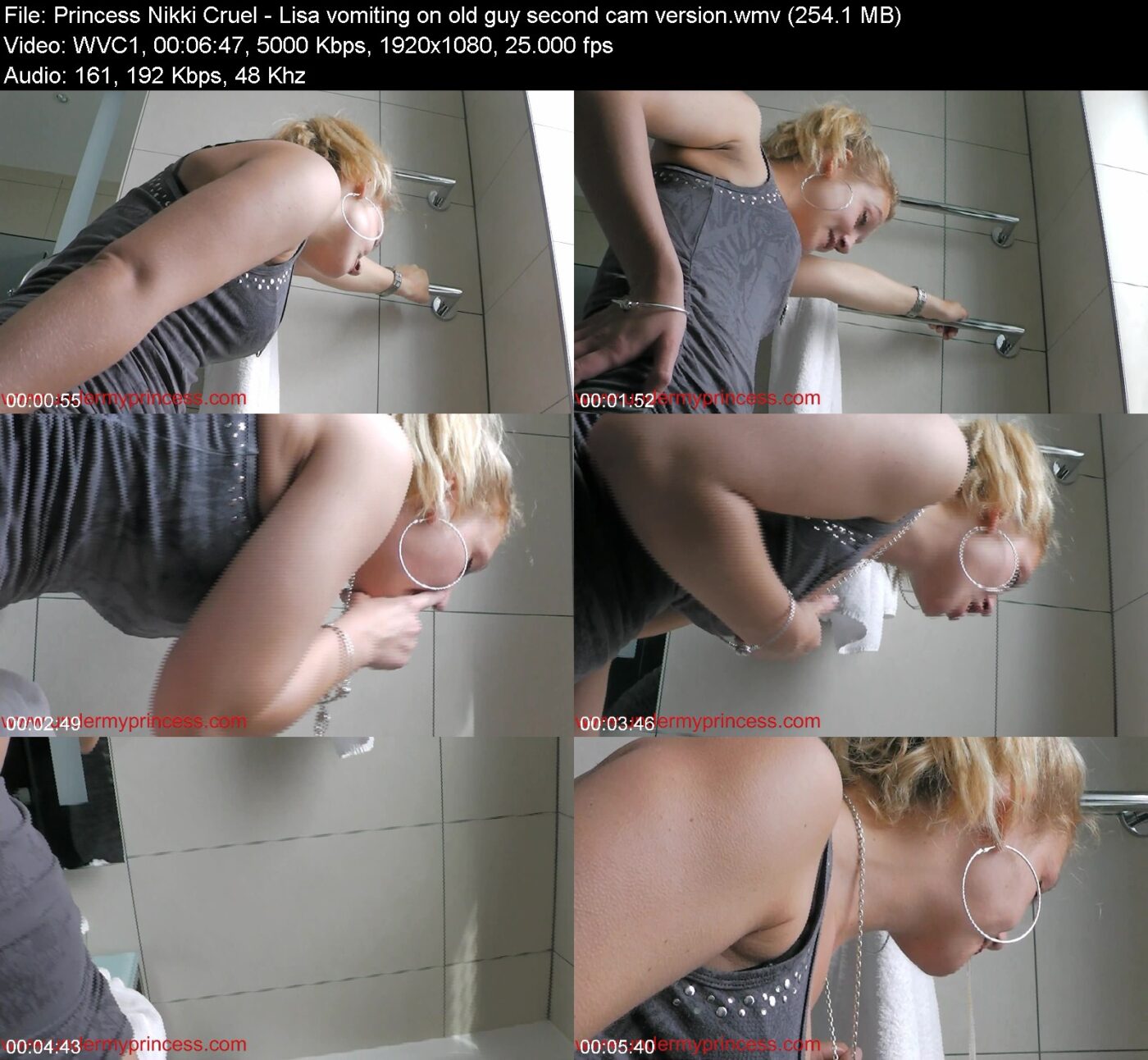 Actress: Princess Nikki Cruel. Title and Studio: Lisa vomiting on old guy second cam version