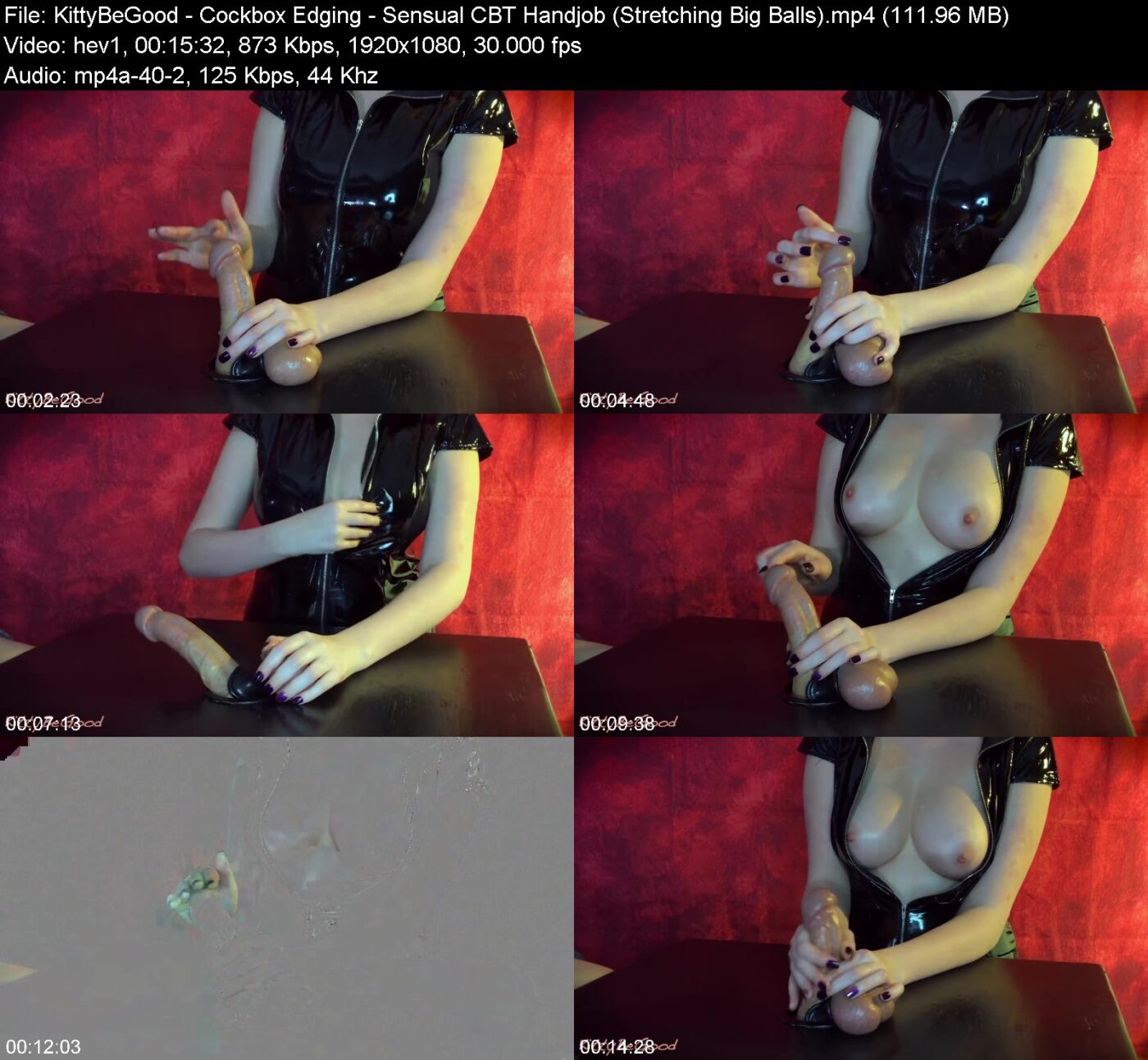 Actress: KittyBeGood. Title and Studio: Cockbox Edging – Sensual CBT Handjob (Stretching Big Balls)