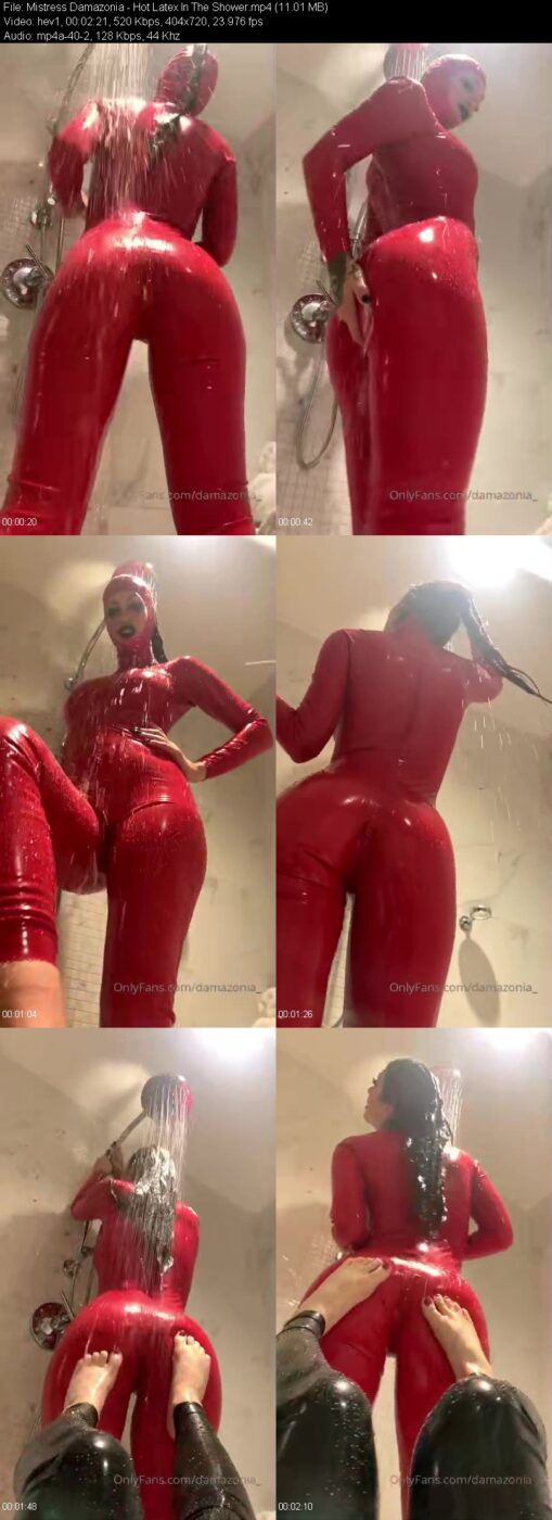 Actress: Mistress Damazonia. Title and Studio: Hot Latex In The Shower