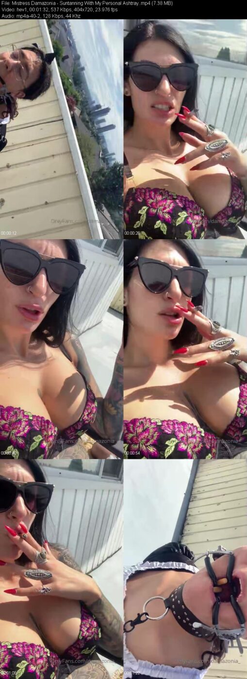 Actress: Mistress Damazonia. Title and Studio: Suntanning With My Personal Ashtray.