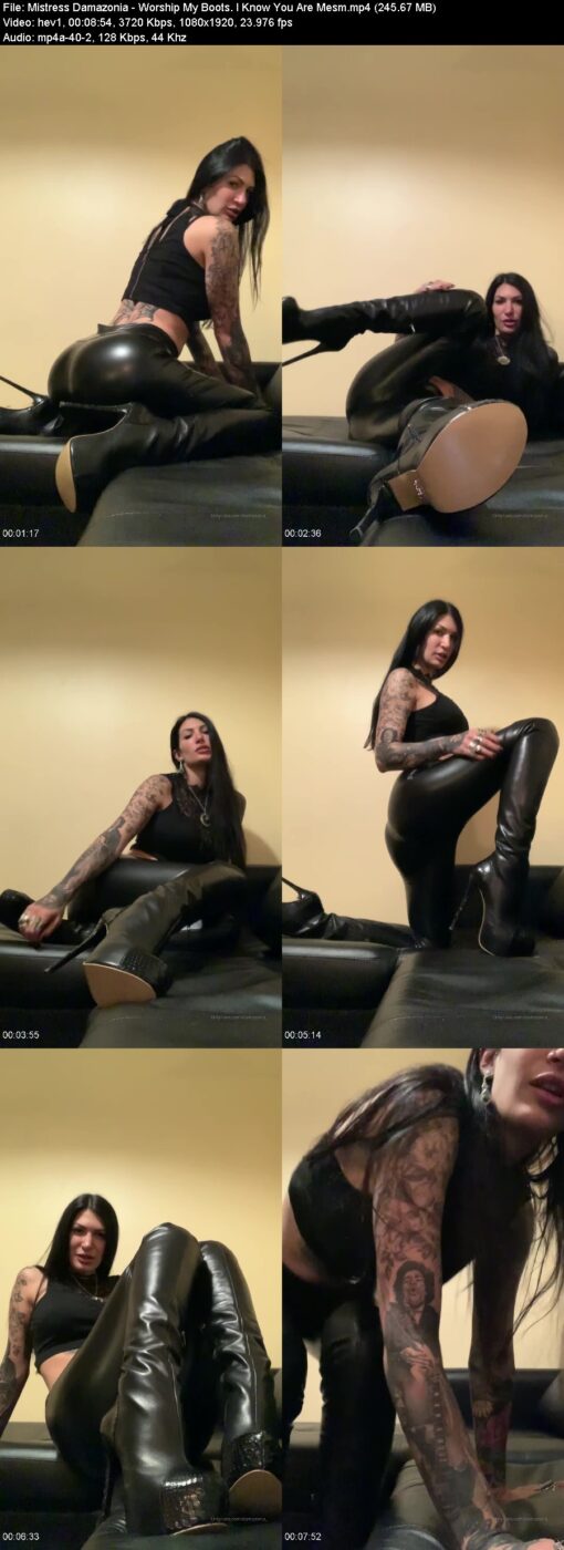 Actress: Mistress Damazonia. Title and Studio: Worship My Boots. I Know You Are Mesm
