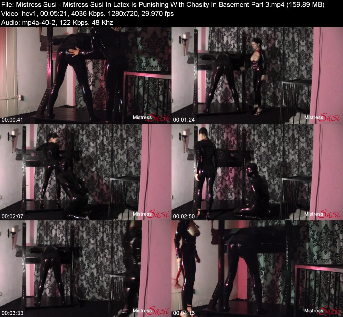 Actress: Mistress Susi. Title and Studio: Mistress Susi In Latex Is Punishing With Chasity In Basement Part 3