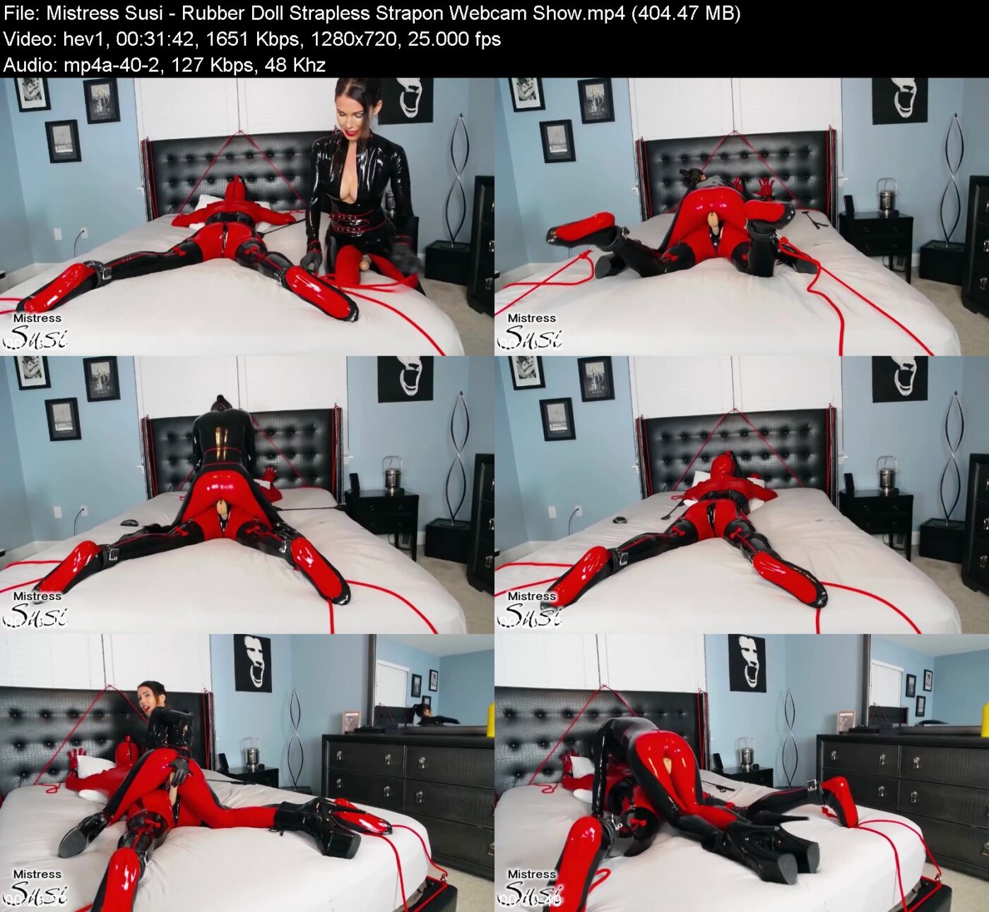 Mistress Susi in Rubber Doll Strapless Strapon Webcam Show