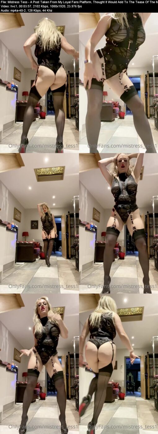 Mistress Tess in A Post Taken From My Loyal Fans Platform, Thought It Would Add To The Tease Of The Month.