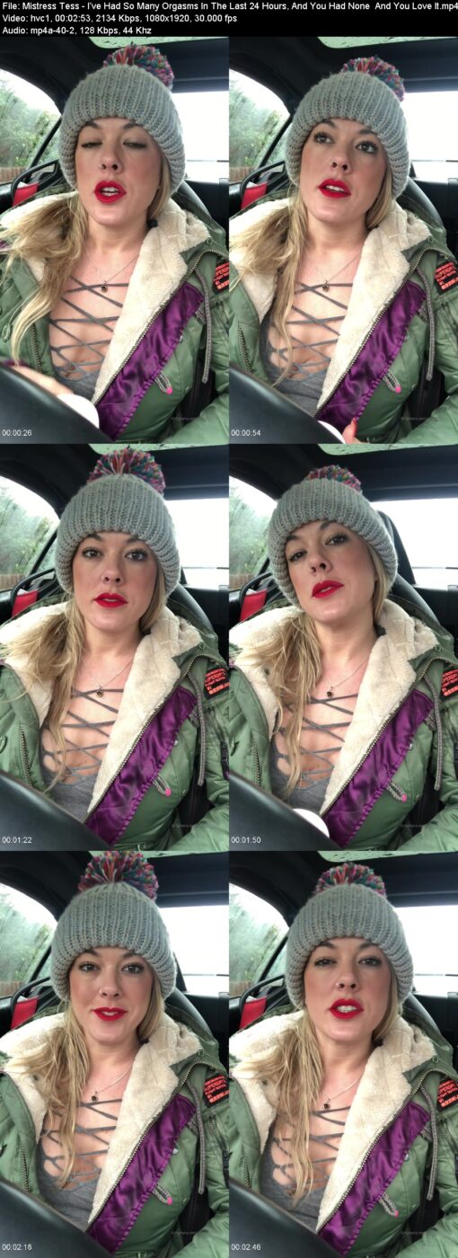 Actress: Mistress Tess. Title and Studio: I’ve Had So Many Orgasms In The Last 24 Hours, And You Had None  And You Love It