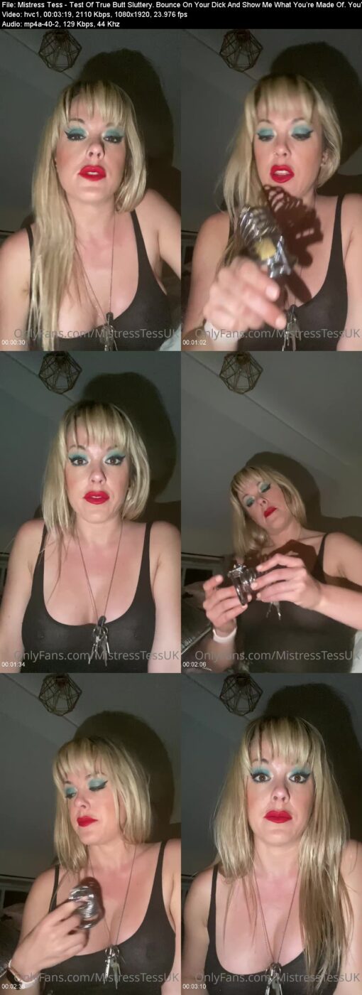 Mistress Tess - Test Of True Butt Sluttery. Bounce On Your Dick And Show Me What You're Made Of. You'l