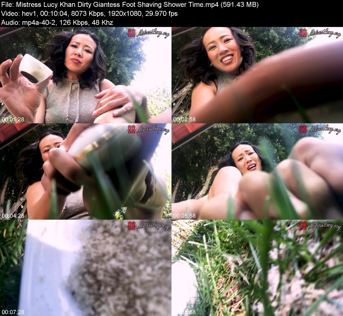 Mistress Lucy Khan in Dirty Giantess Foot Shaving Shower Time