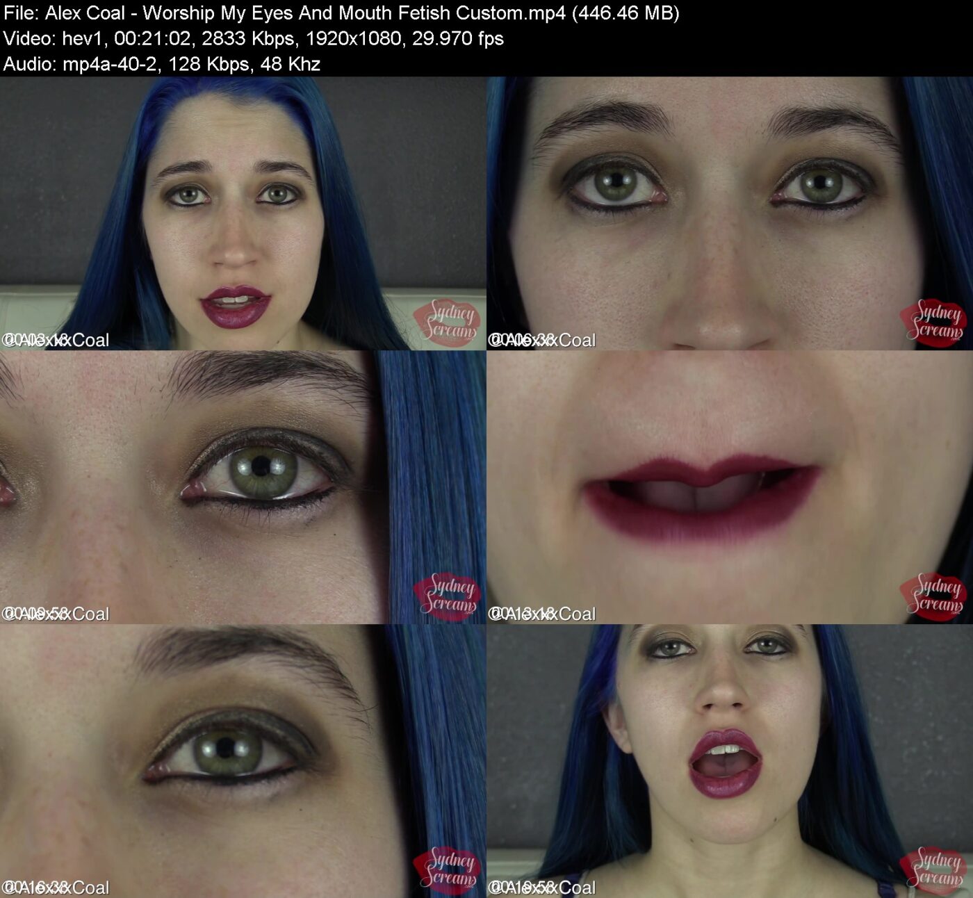 Actress: Alex Coal. Title and Studio: Worship My Eyes And Mouth Fetish Custom