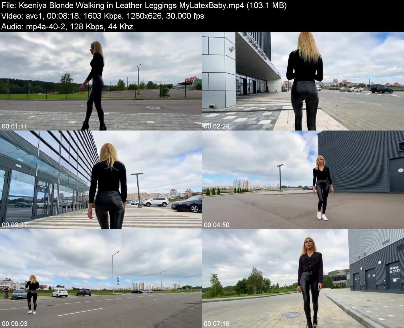 Kseniya Blonde Walking in Leather Leggings MyLatexBaby