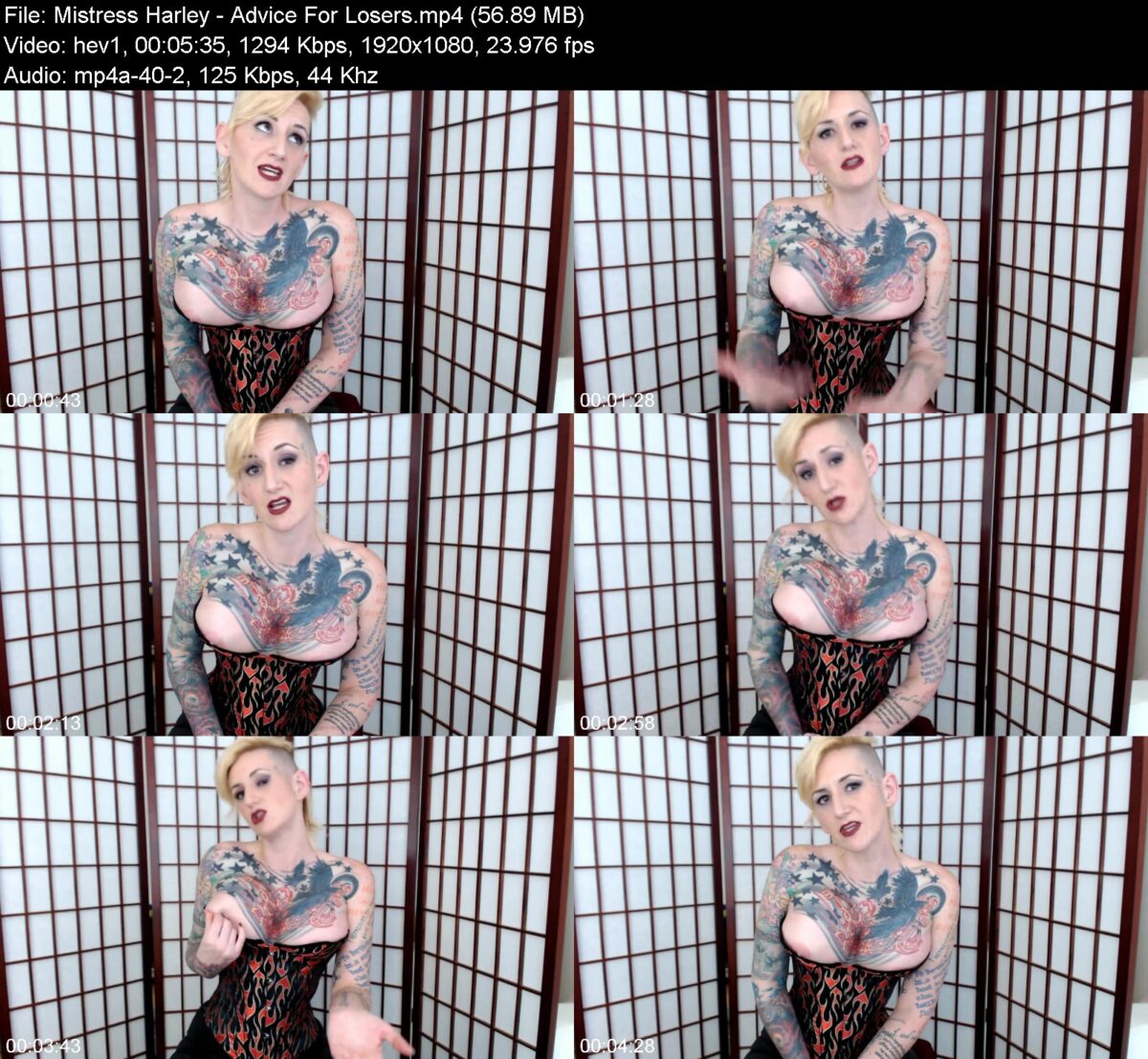 Actress: Mistress Harley. Title and Studio: Advice For Losers