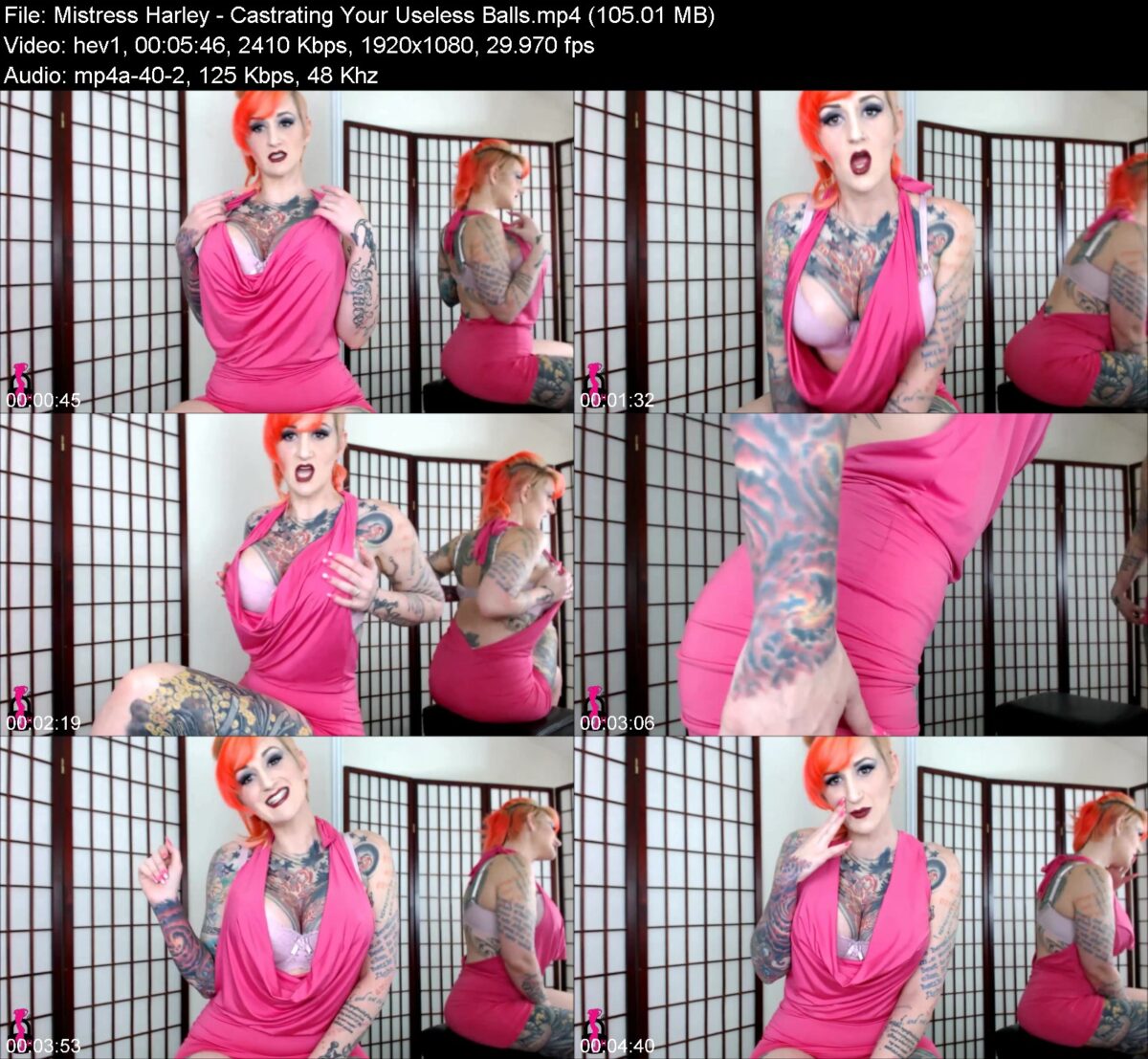 Actress: Mistress Harley. Title and Studio: Castrating Your Useless Balls