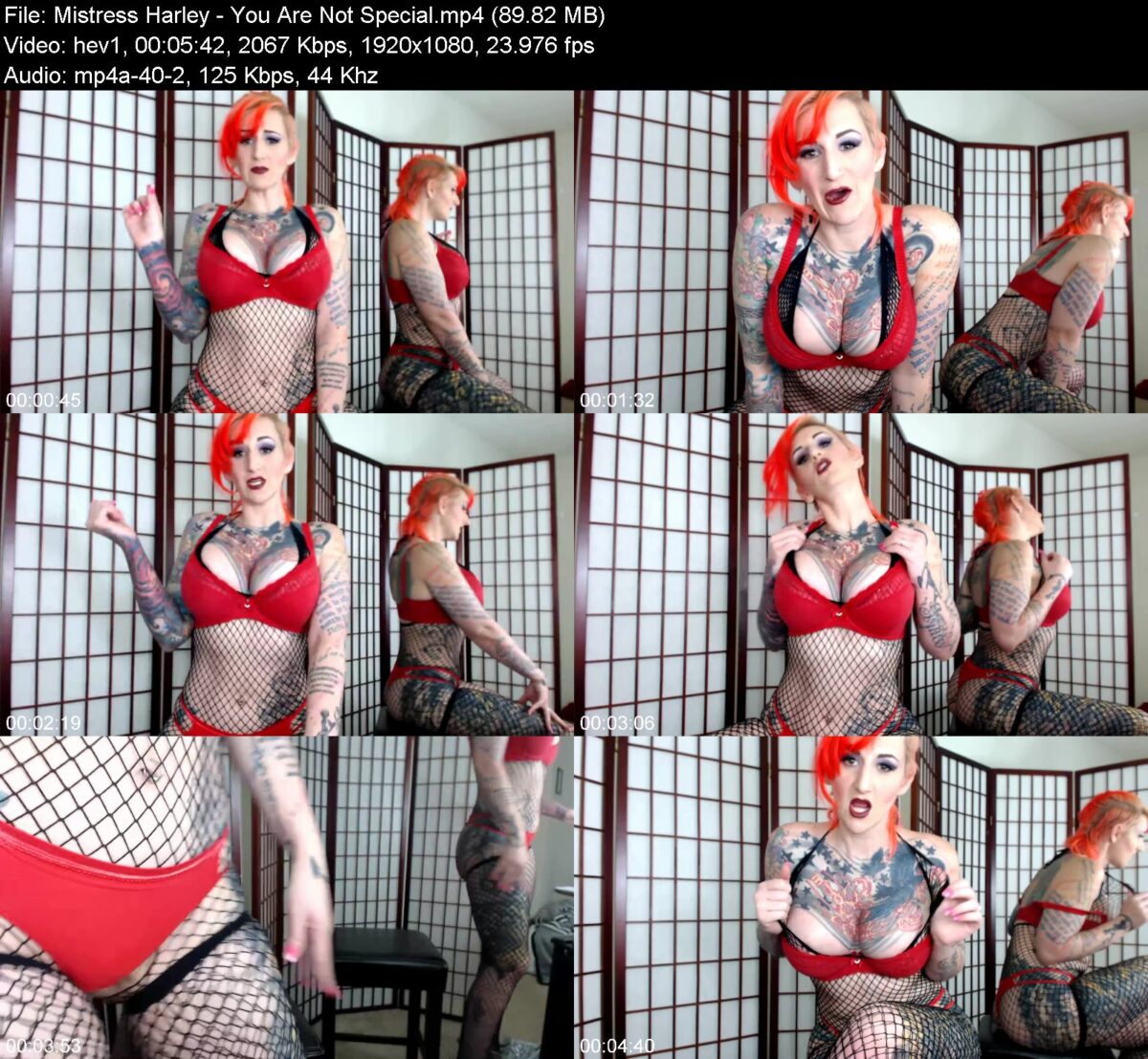 Actress: Mistress Harley. Title and Studio: You Are Not Special