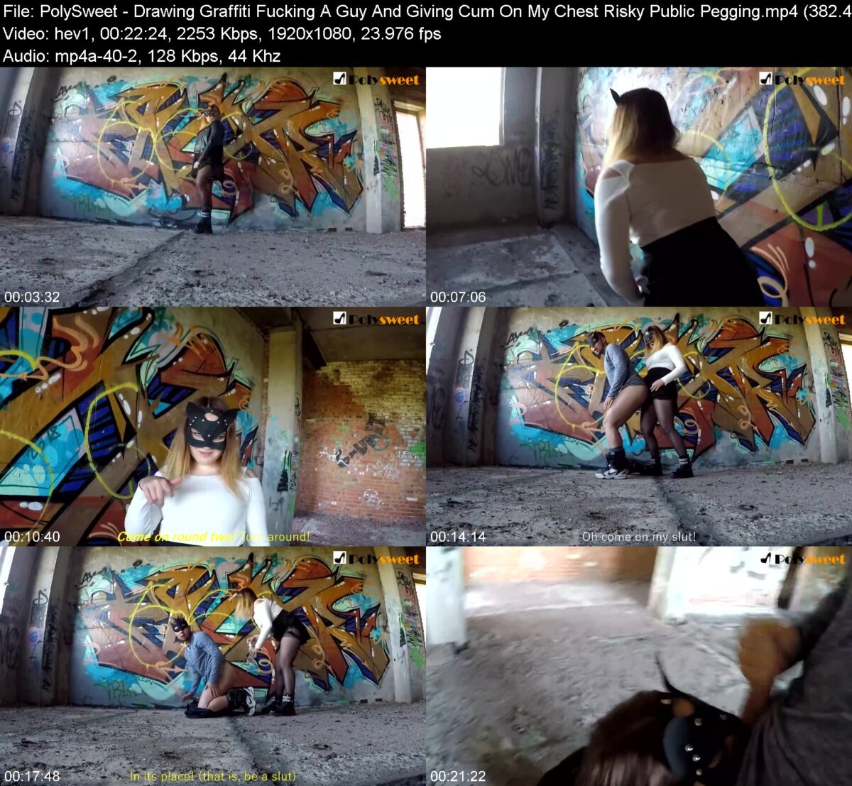 Actress: PolySweet. Title and Studio: Drawing Graffiti Fucking A Guy And Giving Cum On My Chest Risky Public Pegging
