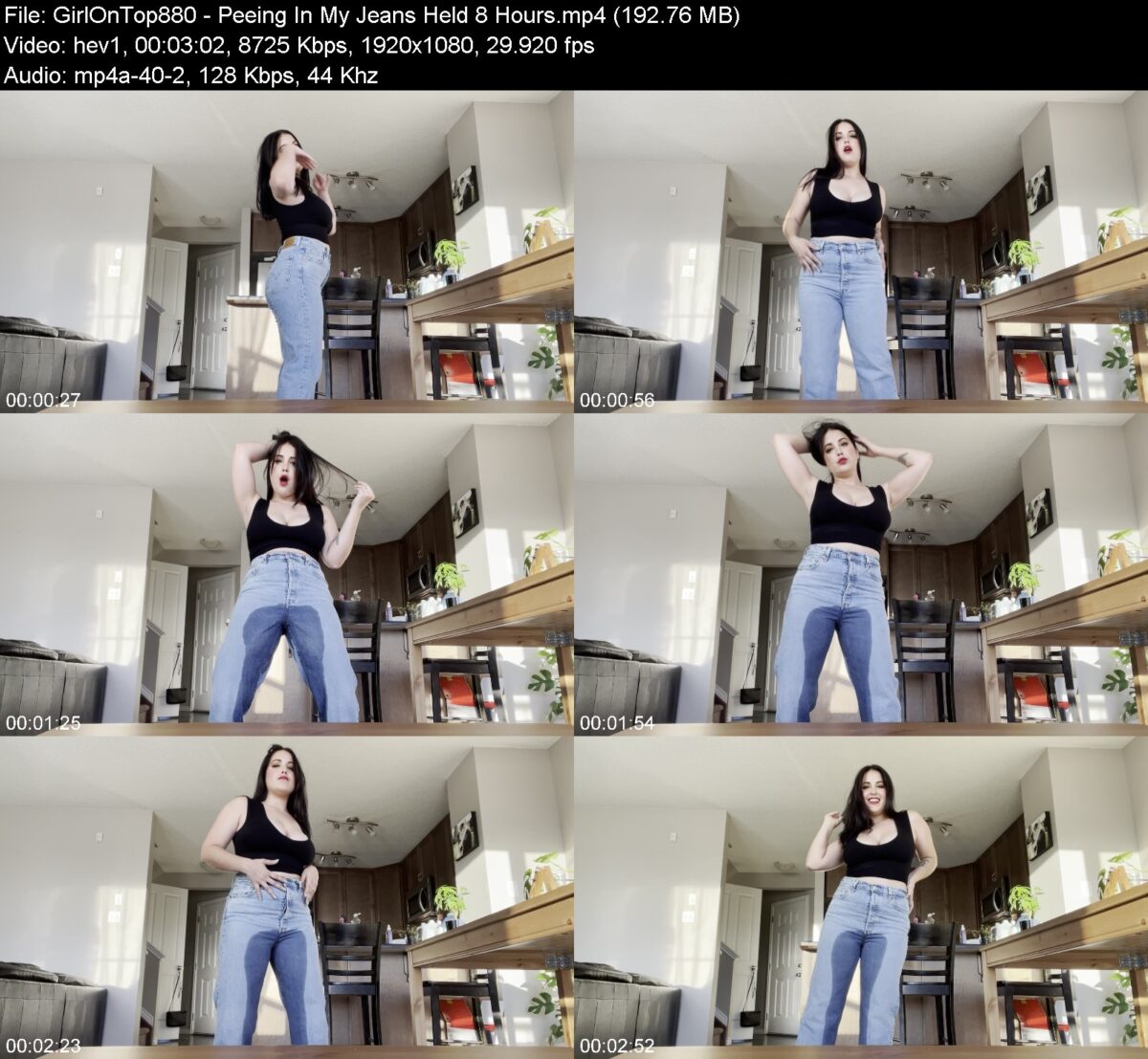Actress: GirlOnTop880. Title and Studio: Peeing In My Jeans Held 8 Hours