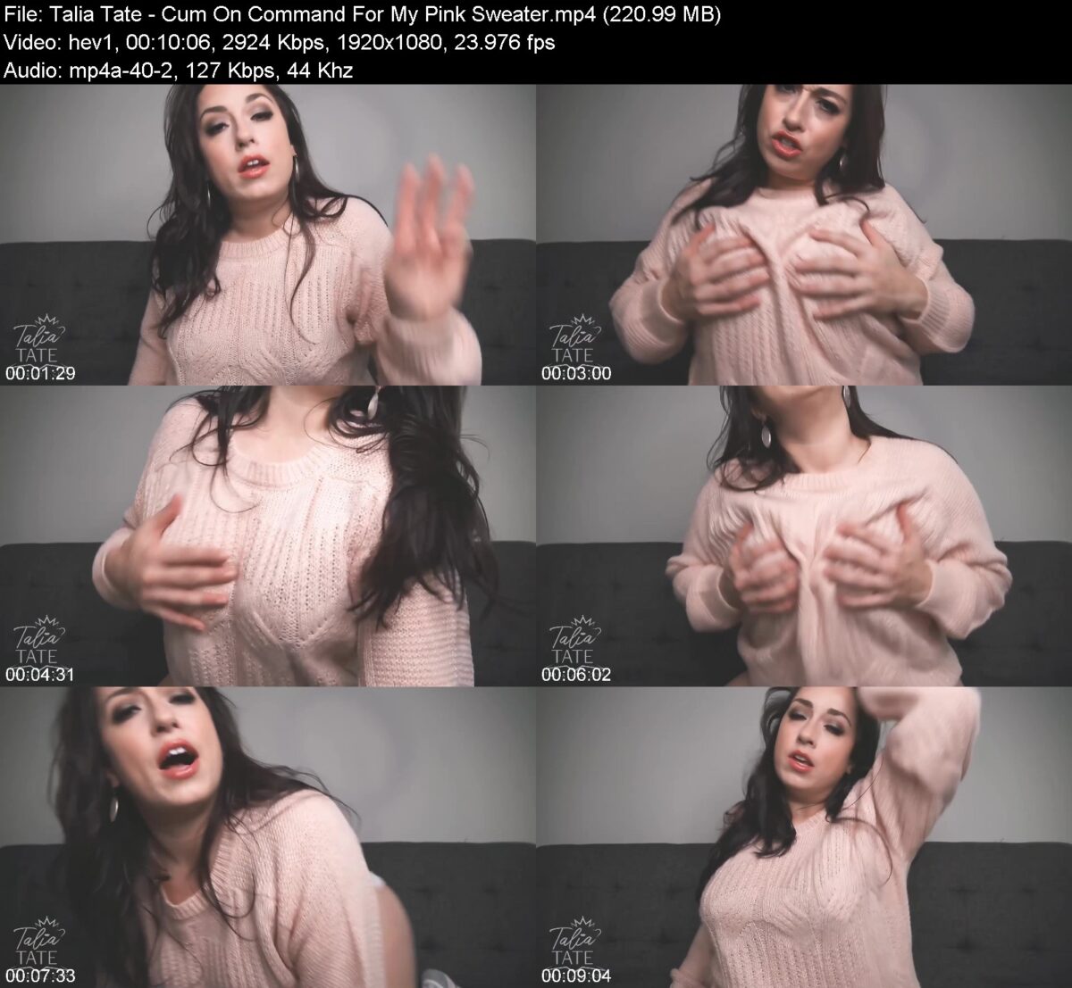 Actress: Talia Tate. Title and Studio: Cum On Command For My Pink Sweater