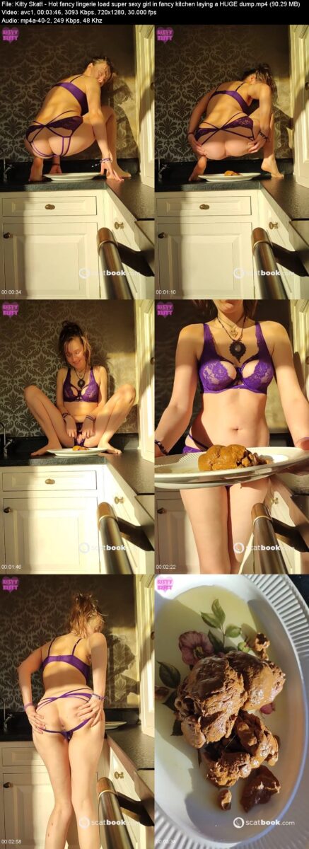 Actress: Kitty Skatt. Title and Studio: Hot fancy lingerie load super sexy girl in fancy kitchen laying a HUGE dump