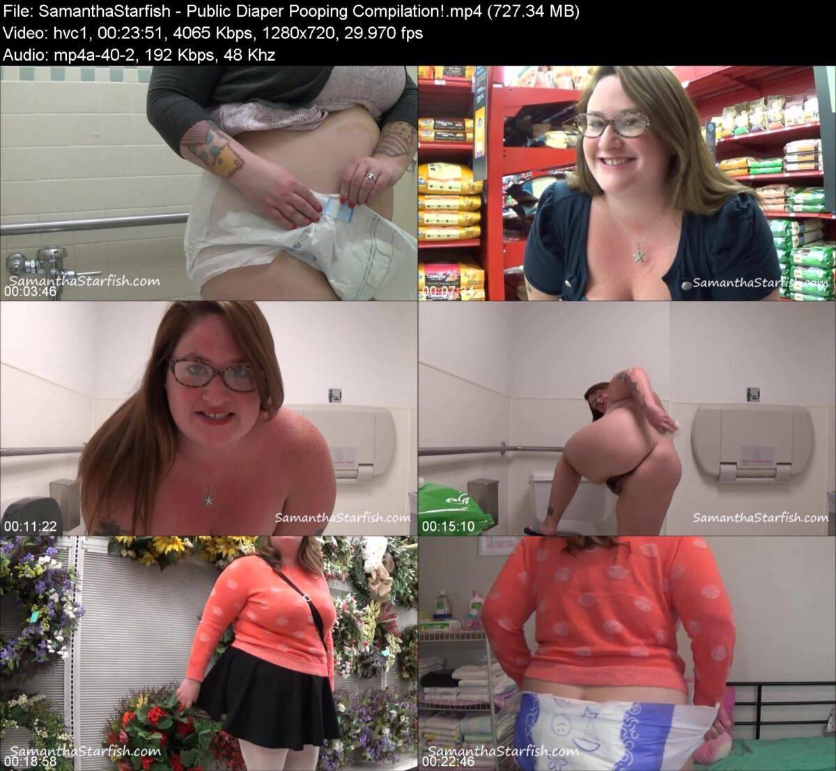 SamanthaStarfish - Public Diaper Pooping Compilation!